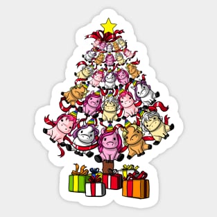 Unicorn Christmas Tree Funny Magical Party Sticker